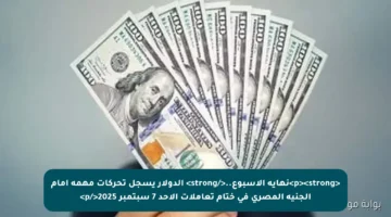 <p><strong>نهاية الأسبوع..</strong> الدولار يسجل تحركات مهمة أمام الجنيه المصري في ختام تعاملات الأحد 7 سبتمبر 2025</p>